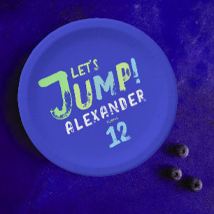 Prato De Papel Legal Blue Boy Trampoline Jump Kid Bunt