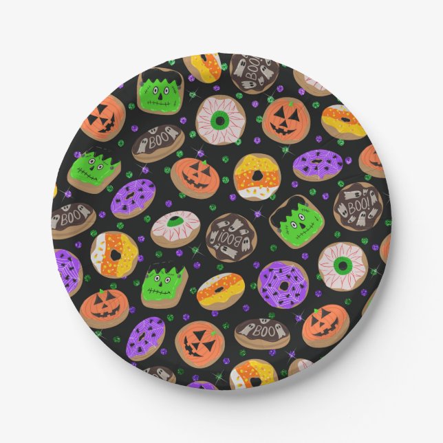 Prato De Papel Legal Glitter Confetti Rosquinha Halloween (Frente)