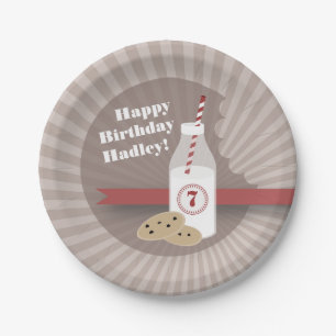 Prato De Papel Leite + Aniversário dos biscoitos - vermelho dos