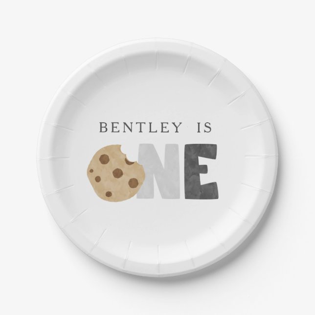 Prato De Papel Leite e Cookies Primeiro Aniversário (Frente)