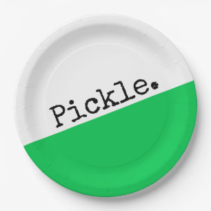 Prato De Papel Lema de Pickleball Bloque de Cor Verde Branco Bril