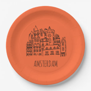Prato De Papel Lembrança holandesa da cidade de Amsterdão Holla