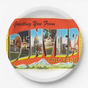 Prato De Papel Lembrança velha das viagens vintage de Denver