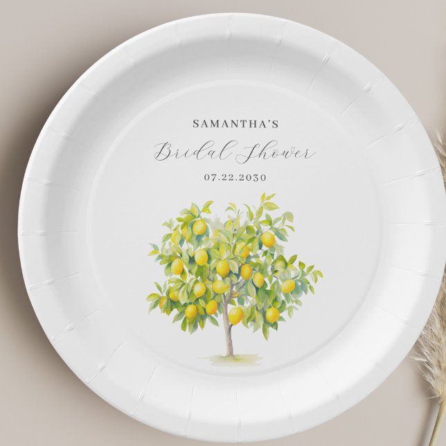 Prato De Papel Lemon Chuveiro de Noiva Aquarela Citrino (Criador carregado)