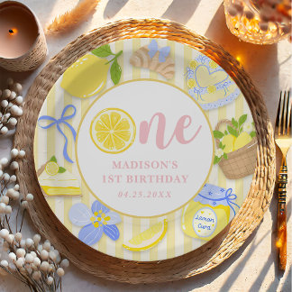 Prato De Papel Lemon Citrus Summer Lemonade 1st Birthday Party 