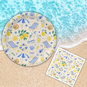 Prato De Papel Lemon Cute Verão Náutico