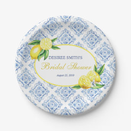Prato De Papel Lemon Plates, Blue Azulejo Italiano
