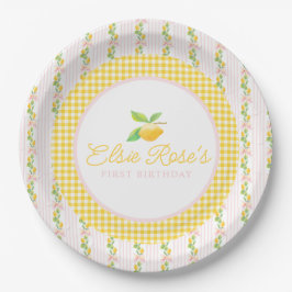 Prato De Papel Lemonade First Birday Paper Plates