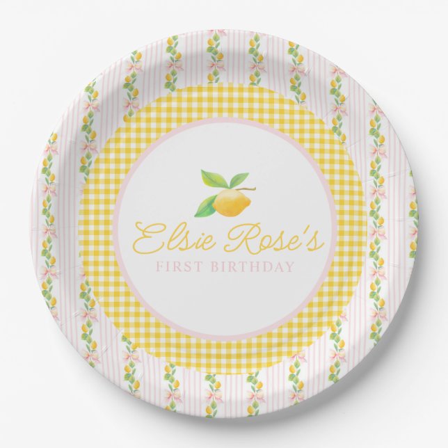 Prato De Papel Lemonade First Birday Paper Plates (Frente)