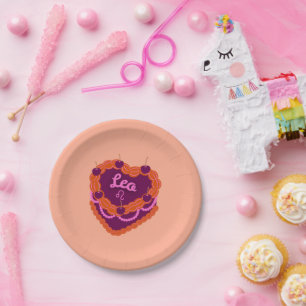 Prato De Papel Leo Zodiac Pastel Cardíaco Bolo de Aniversário