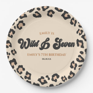 Prato De Papel Leopard Cheetah Wild e Seven 7 Festa de aniversári