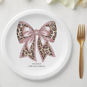 Prato De Papel Leopard Imprime dois segundos aniversários de Arco