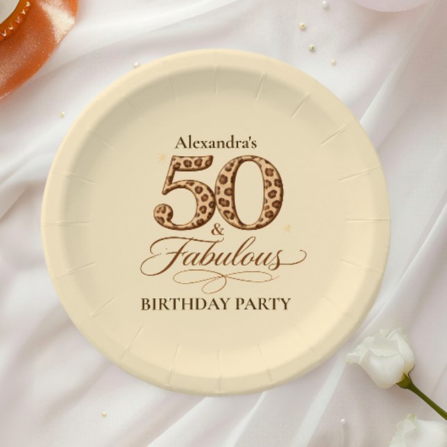 Prato De Papel Leopard Neutro 50 & Incrível Aniversário (Criador carregado)