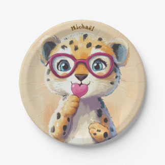 Prato De Papel Leopard Valentine's Day Heart Badge - Kids School 