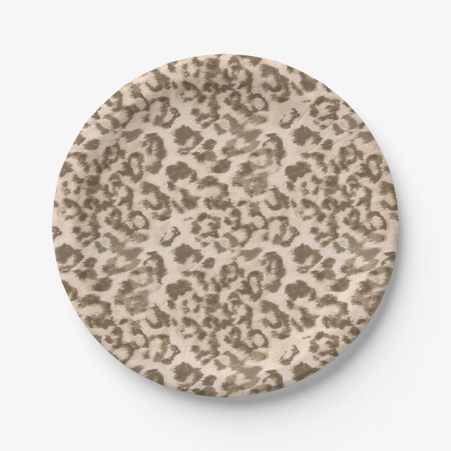 Prato De Papel Leopardo bege. (Frente)