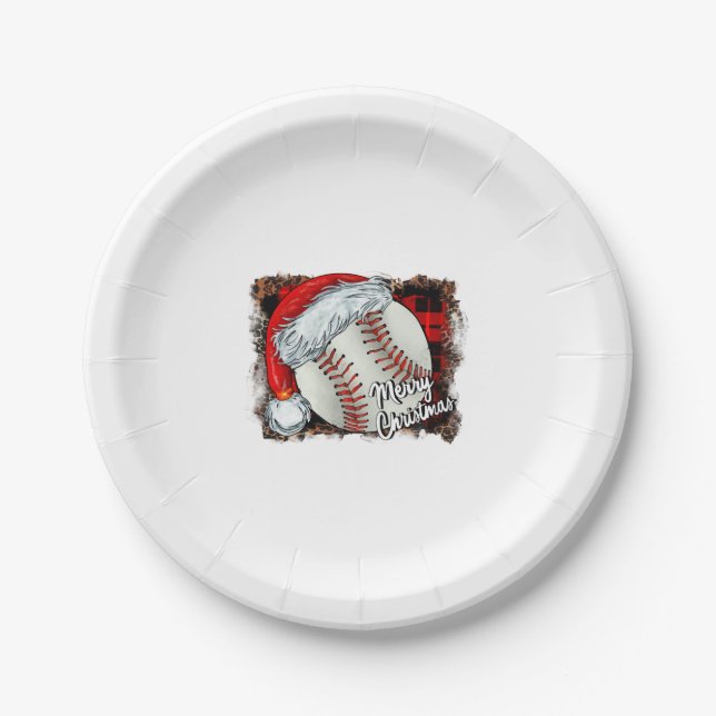 Prato De Papel Leopardo de Baseball de Natal (Frente)