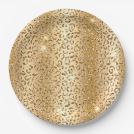 Prato De Papel Leopardo Dourado de Glam Amarelo