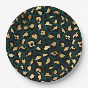 Prato De Papel Leopardo Dourado e Teto Série Design 1