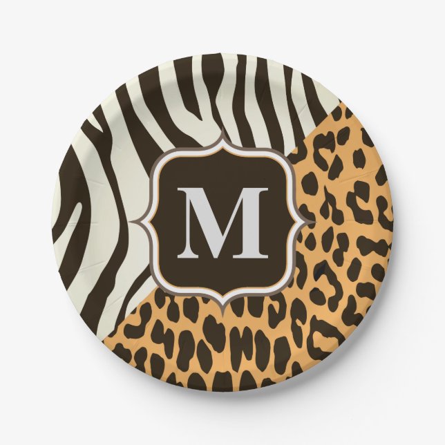Prato De Papel Leopardo e Zebra (Frente)