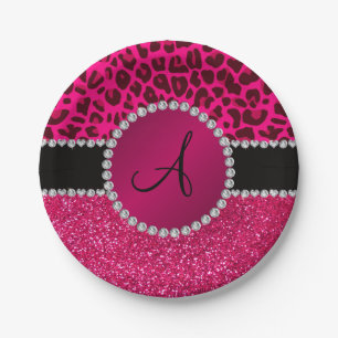 Prato De Papel Leopardo rosa-quente neon-rosa-quente
