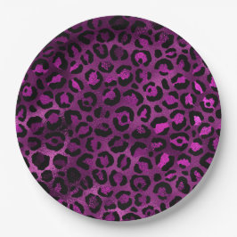 Prato De Papel Leopardo roxo e Dourado Design 3