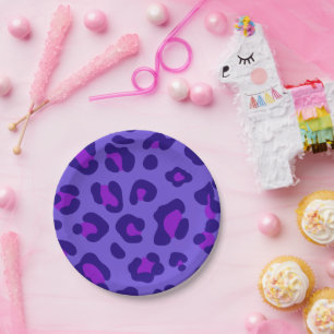 Prato De Papel Leopardo Roxo Elétrico