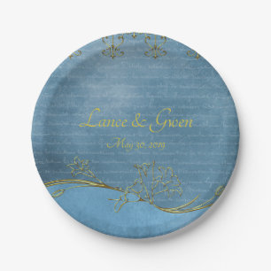 Prato De Papel Letra Dusty Blue Love