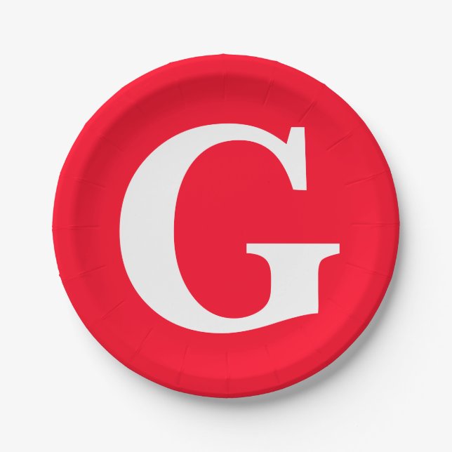 Prato De Papel Letra inicial monograma branco branco simples (Frente)