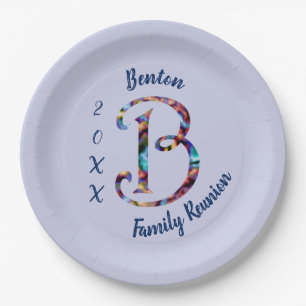 Prato De Papel Letra Reunon da Família Tie-dye B Monograma