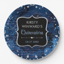 Letras Glitter Azuis e Iridescentes Quinceanera