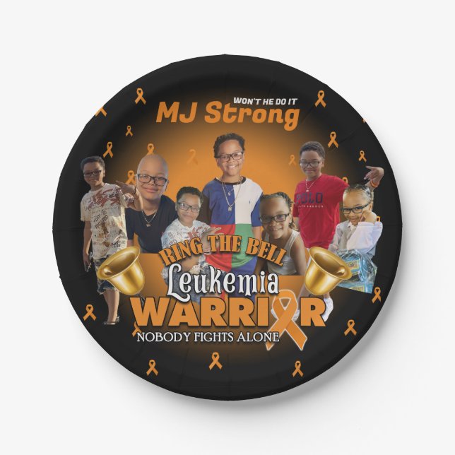 Prato De Papel Leucemia Celebração de Sobrevivência Placas Bell T (Frente)
