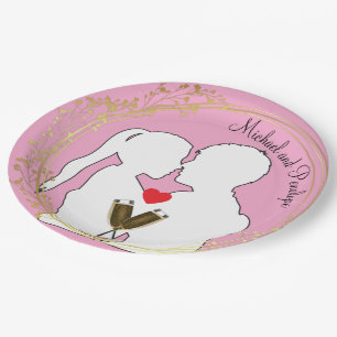 Prato De Papel Levante um brinde ao feliz Casal Elegance Pink