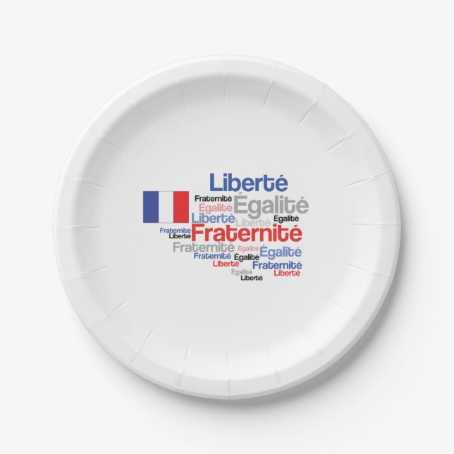 Prato De Papel Liberté, Égalité, Fraternité - bandeira francesa (Frente)