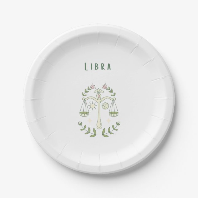 Prato De Papel Libra Rosa, zodíaco, signo do zodíaco  (Frente)