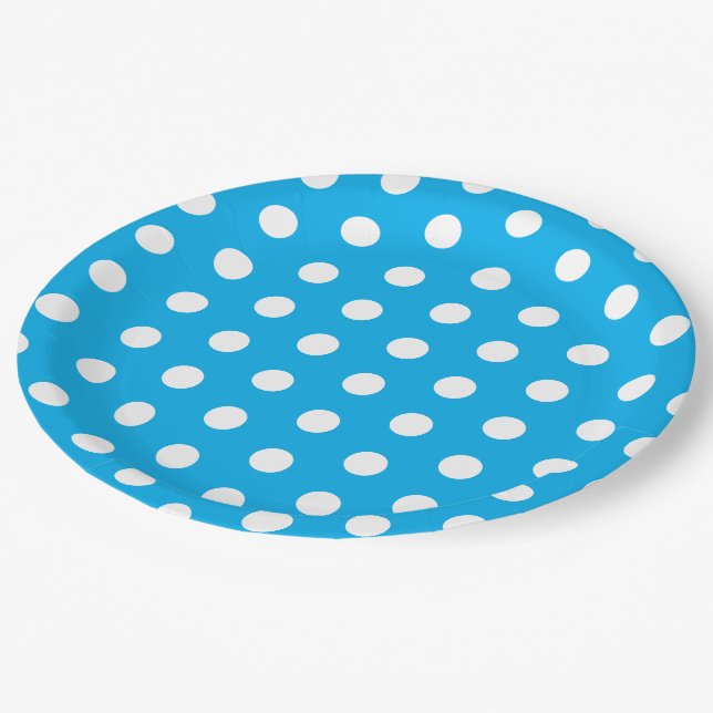 Prato De Papel Light Blue and White Polka Dots  (Inclinado)