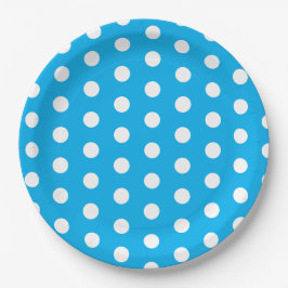 Prato De Papel Light Blue and White Polka Dots 