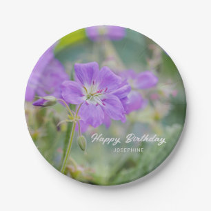 Prato De Papel Lilac Geranium Wildflower Photo Happy Birthday