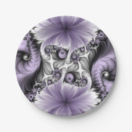 Prato De Papel Lilac Illusion Abstrato Floral Fractal Art Fantasy