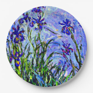 Prato De Papel Lilac Irises belas artes por Claude Monet