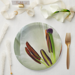 Prato De Papel Lilium Oriental White Paper Plate