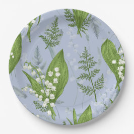 Prato De Papel Lily of Valley com Ferns | Azul