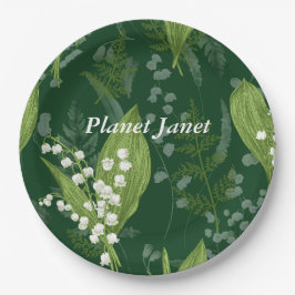 Prato De Papel Lily of Valley com Ferns | Verde Escuro Personaliz