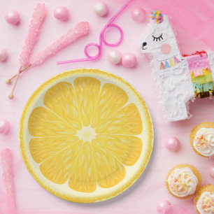 Prato De Papel Limão elegante para festa de aniversário infantil