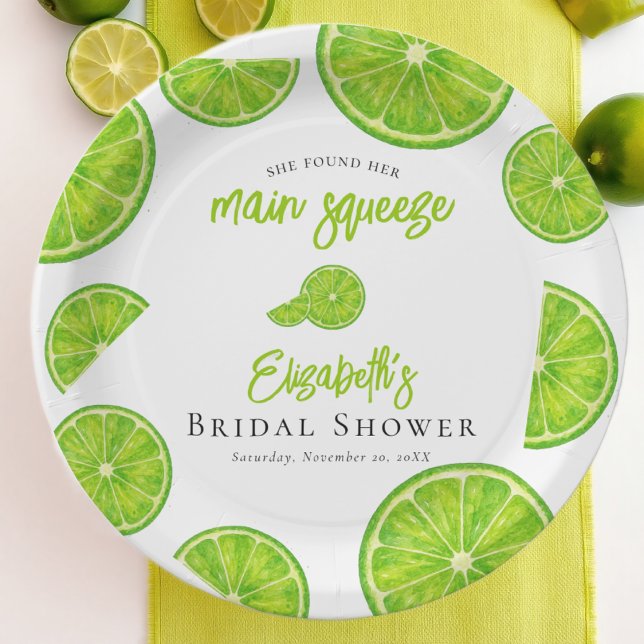 Prato De Papel Lime Green Main Squeeze Bridal Shower Paper Plates (Criador carregado)