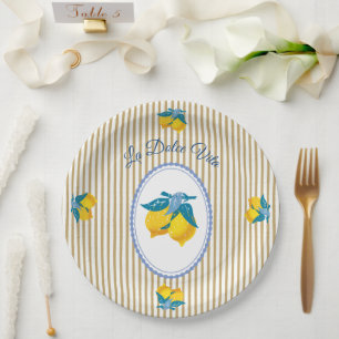 Prato De Papel Limões Amarelos de Amalfi Estilo Mediterrâneo