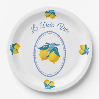 Prato De Papel Limonetes Amarelos de Amalfi Estilo Mediterrâneo