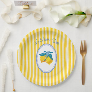 Prato De Papel Limonetes Amarelos de Amalfi Estilo Mediterrâneo