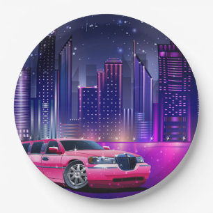 Prato De Papel Limousine Rosa Limo Cidade Festa de Aniversário Sw