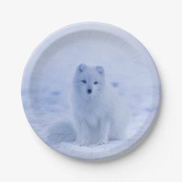 Prato De Papel Linda Raposa Ártica