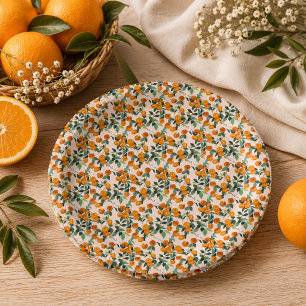 Prato De Papel Lindinha Laranja Citrino 1º Aniversário